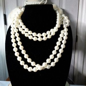 Ivory Extra Long Faux Pearl Necklace